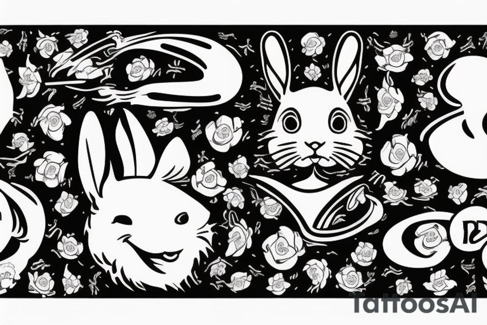 white rabbit wearing a martial art headband tattoo idea