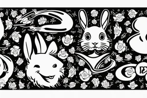 white rabbit wearing a martial art headband tattoo idea