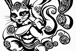 white rabbit wearing a martial art headband tattoo idea