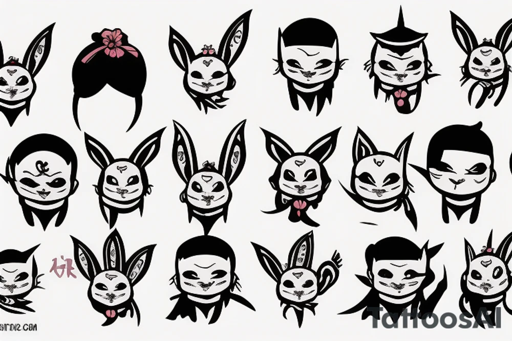 white rabbit wearing a martial art headband tattoo idea