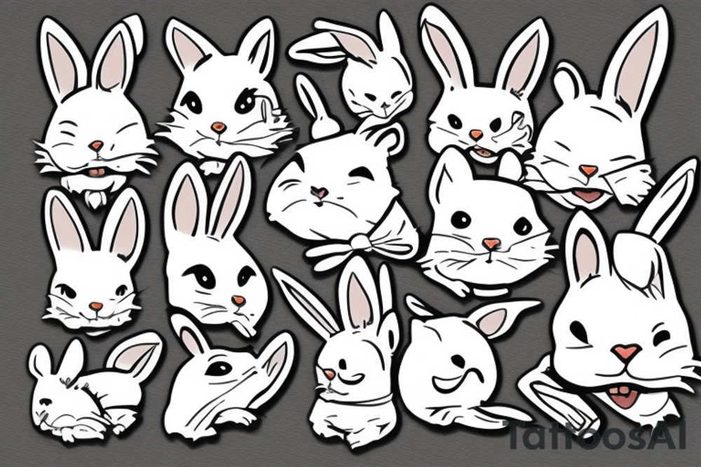 white rabbit wearing a martial art headband tattoo idea