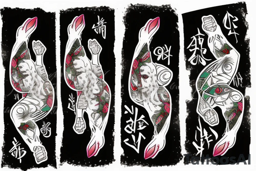 white rabbit wearing a martial art headband tattoo idea