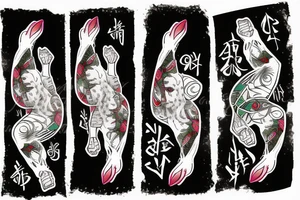 white rabbit wearing a martial art headband tattoo idea