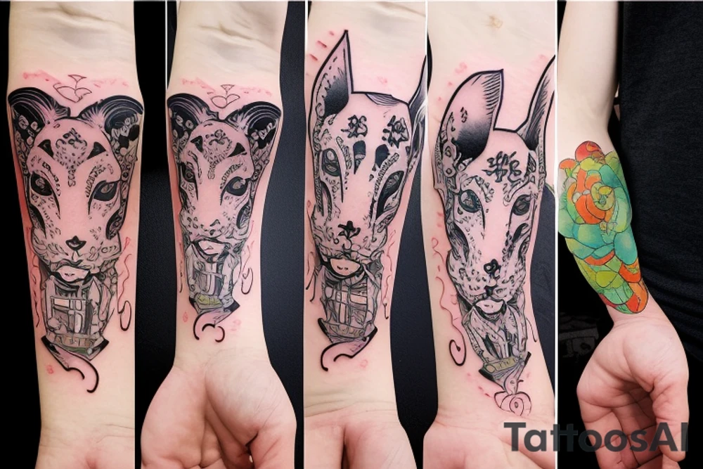 white rabbit wearing a martial art headband tattoo idea