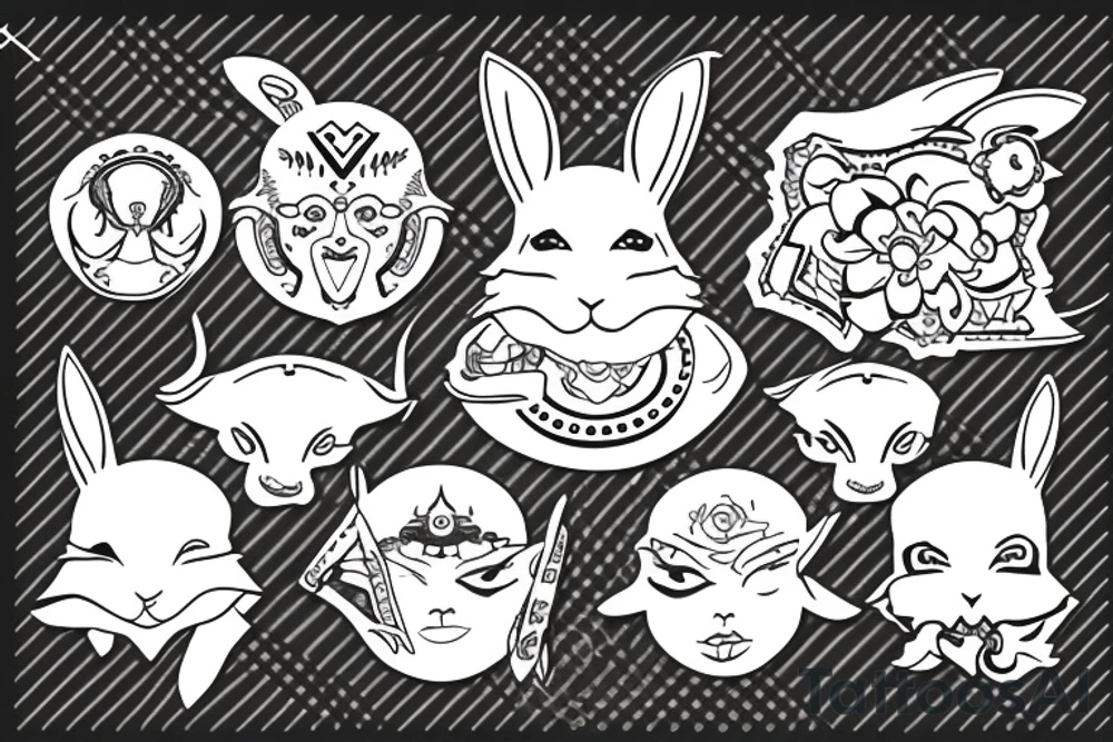 white rabbit wearing a martial art headband tattoo idea