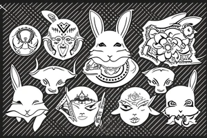 white rabbit wearing a martial art headband tattoo idea