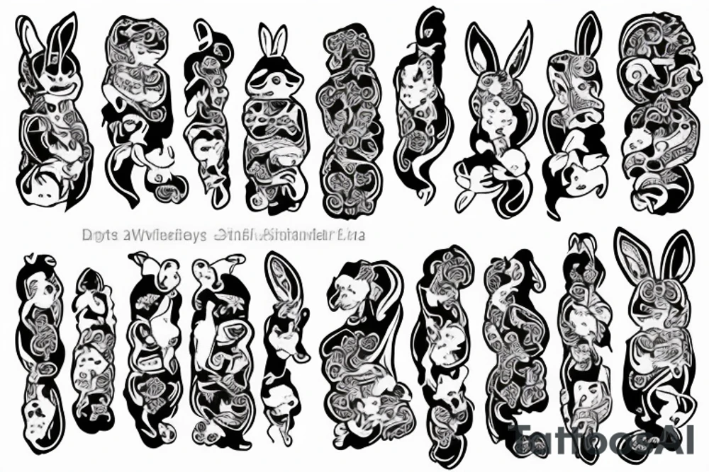 white rabbit wearing a martial art headband tattoo idea