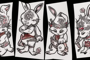 white rabbit wearing a martial art headband tattoo idea