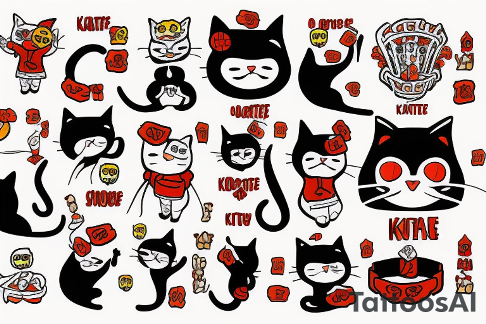 two cats wearing karate gees tattoo idea