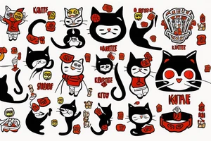 two cats wearing karate gees tattoo idea