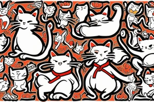 two cats wearing karate gees tattoo idea