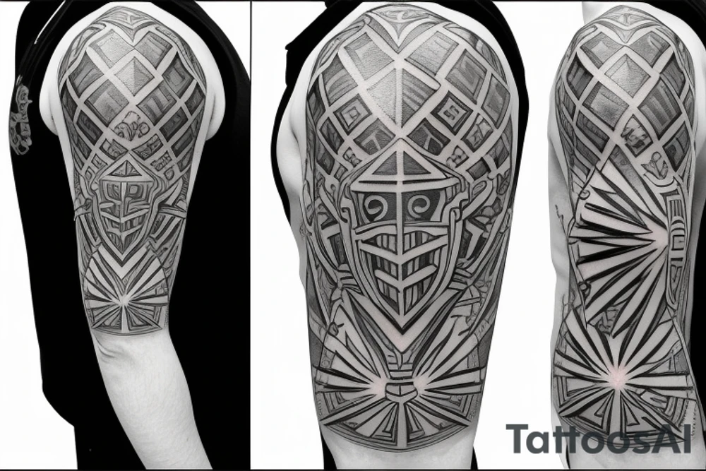 Knightly shoulder pauldron tattoo idea