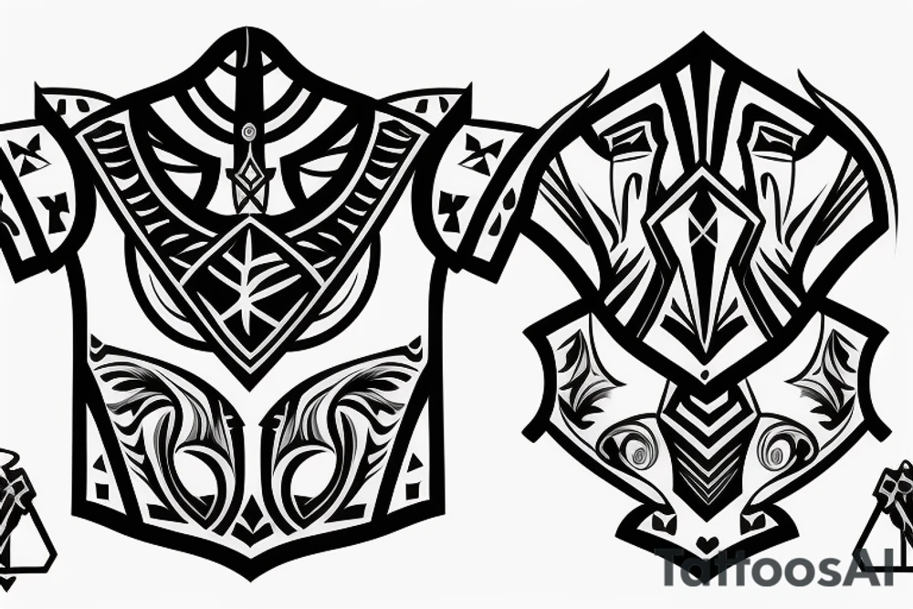 Knightly shoulder pauldron tattoo idea