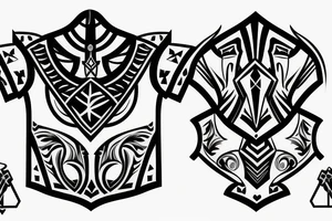 Knightly shoulder pauldron tattoo idea