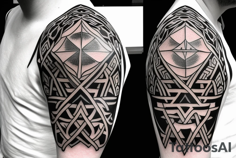 sword and shield, shoulder tattoo idea