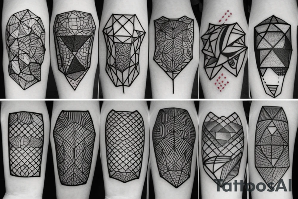 T shape made of squares tattoo idea