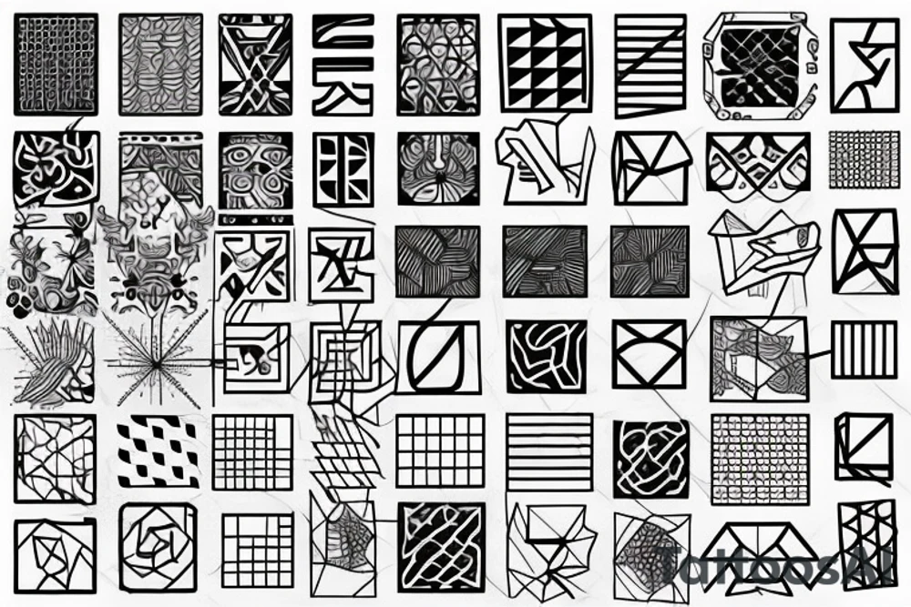 T shape made of squares tattoo idea