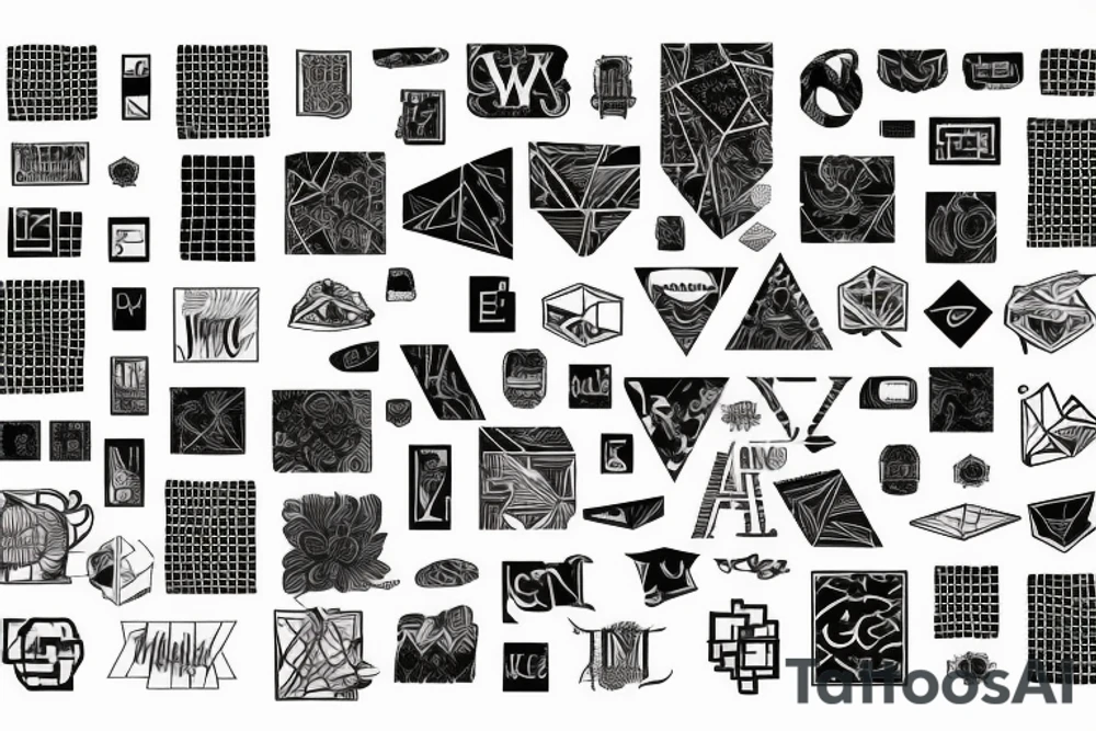 T shape made of squares tattoo idea