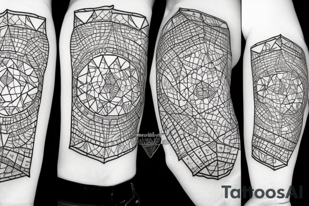 T shape made of squares tattoo idea