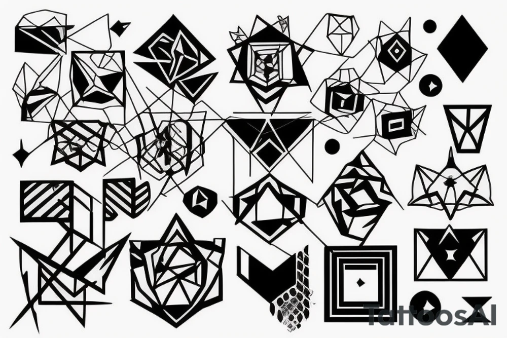 T shape made of squares tattoo idea