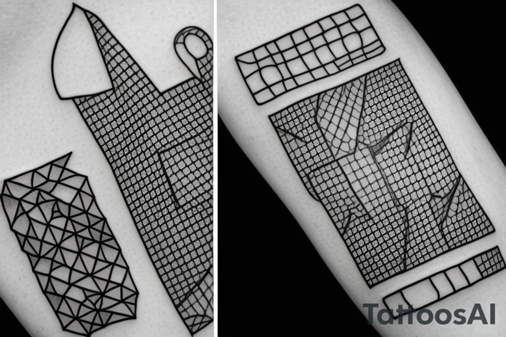 T shape made of squares tattoo idea