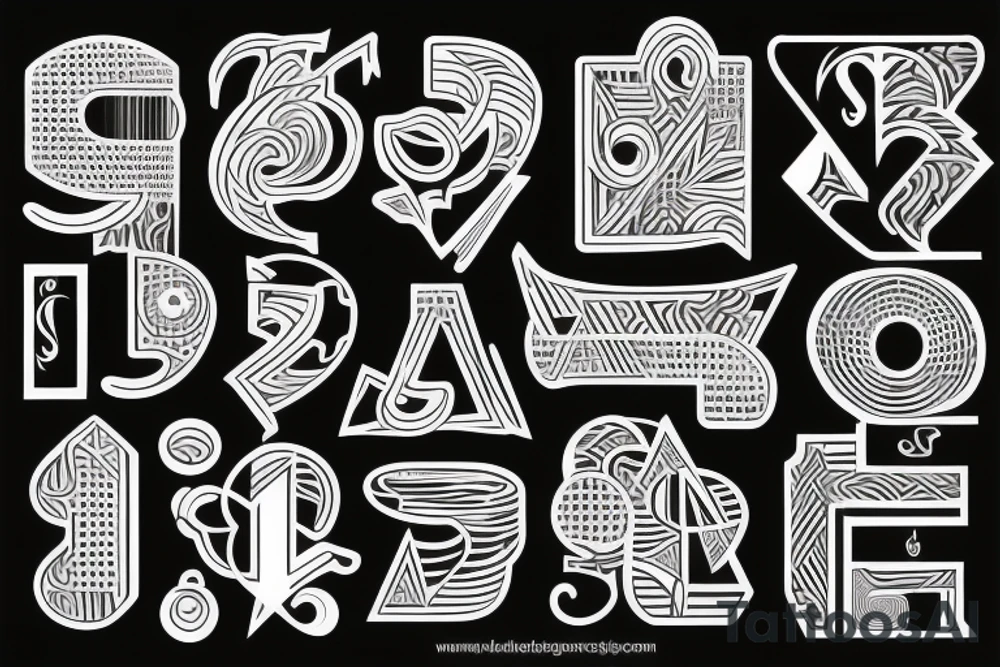 Retro "T" Shape, Blocks, Digital tattoo idea