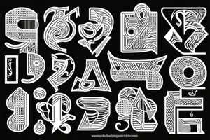 Retro "T" Shape, Blocks, Digital tattoo idea