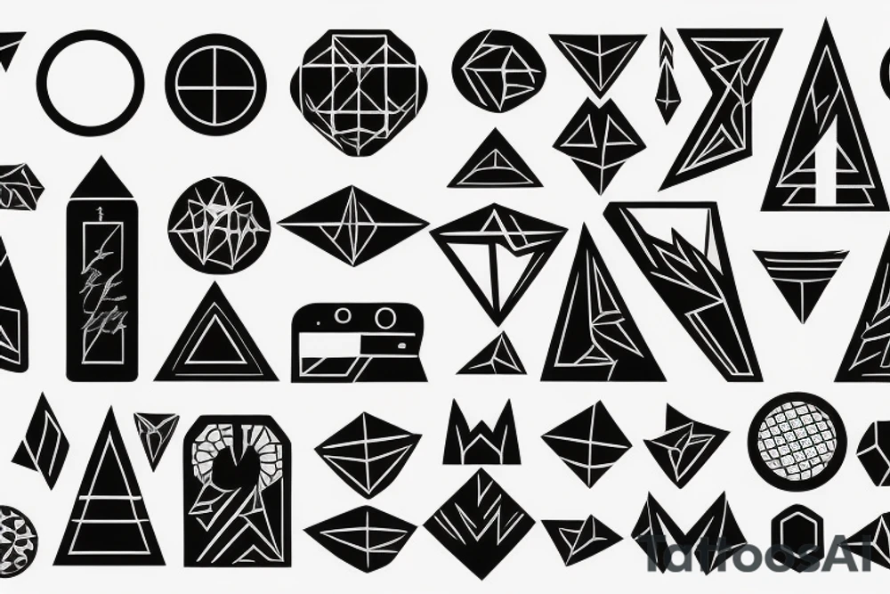 Retro "T" Shape, Blocks, Digital tattoo idea
