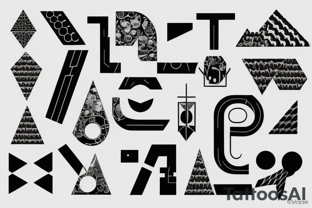 Retro "T" Shape, Blocks, Digital tattoo idea