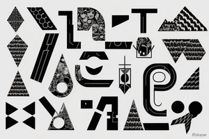 Retro "T" Shape, Blocks, Digital tattoo idea