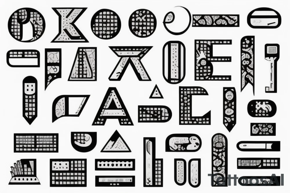 Retro "T" Shape, Blocks, Digital tattoo idea