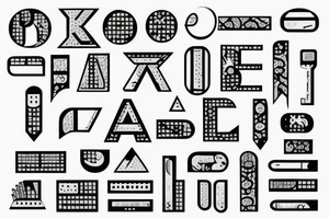 Retro "T" Shape, Blocks, Digital tattoo idea