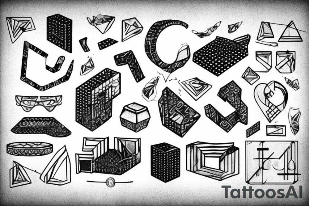 Retro "T" Shape, Blocks, Digital tattoo idea