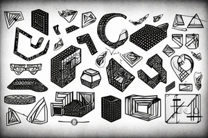 Retro "T" Shape, Blocks, Digital tattoo idea