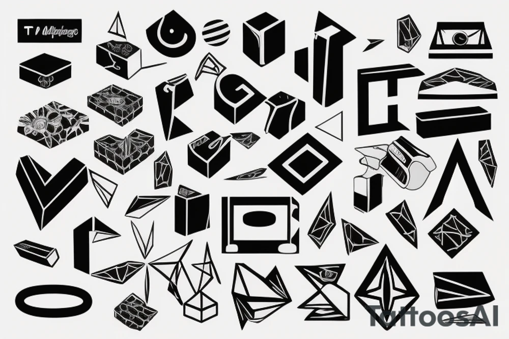 Retro "T" Shape, Blocks, Digital tattoo idea