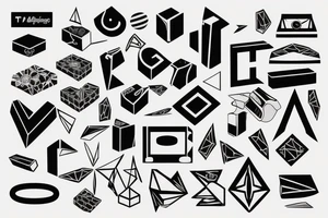 Retro "T" Shape, Blocks, Digital tattoo idea