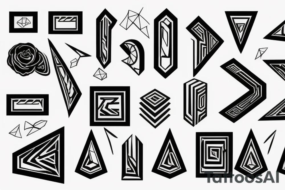 Retro "T" Shape, Blocks, Digital tattoo idea