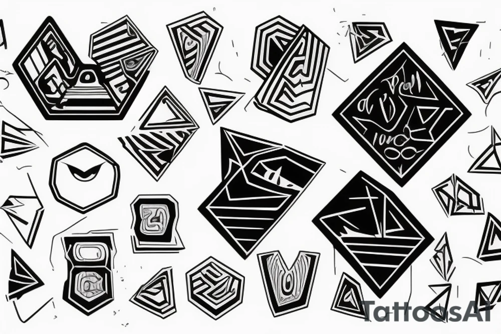 Retro "T" Shape, Blocks, Digital tattoo idea