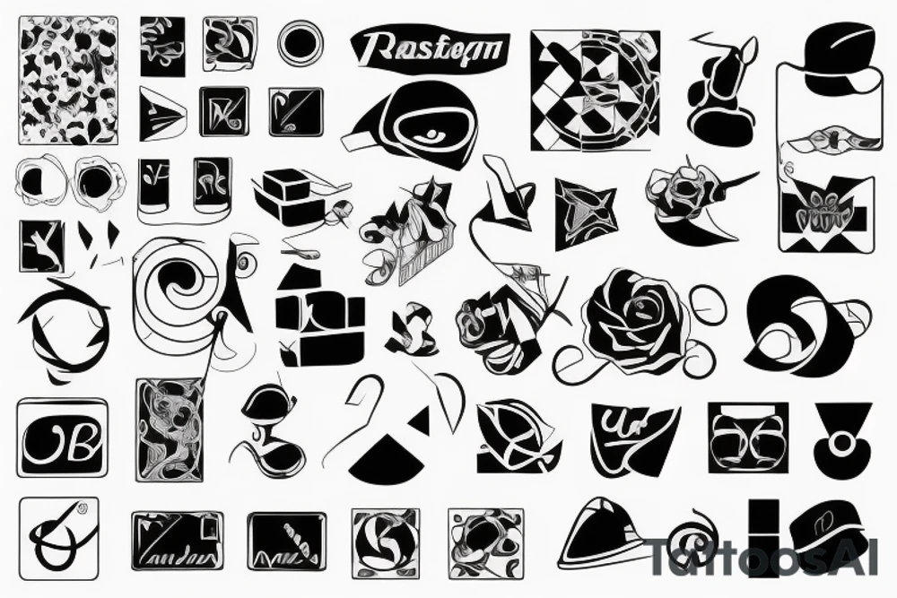 Retro "T" Shape, Blocks, Digital tattoo idea