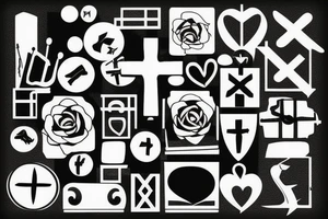 Retro cross, blocks, digital tattoo idea