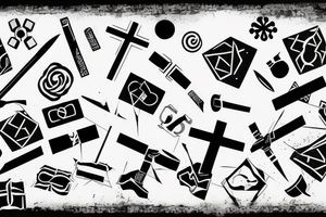 Retro cross, blocks, digital tattoo idea