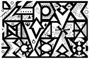 Retro cross, blocks, made of blocks, digital tattoo idea
