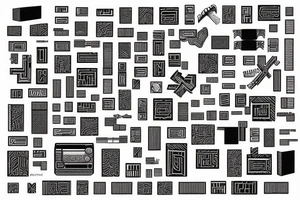 Retro cross, blocks, made of blocks, digital tattoo idea