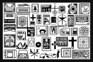 Retro cross, blocks, made of blocks, digital tattoo idea