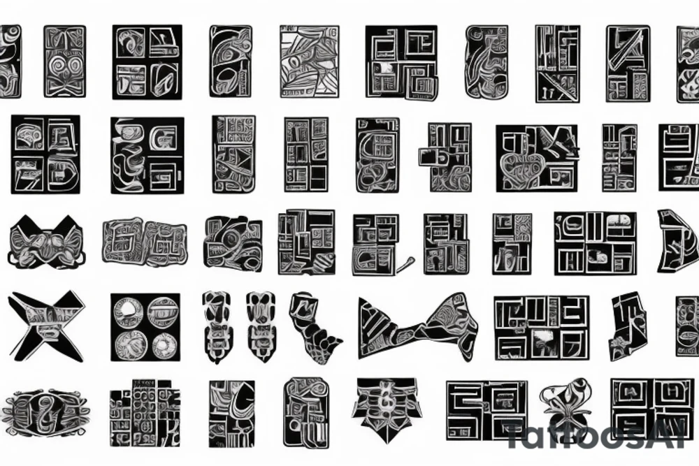 Retro cross, blocks, made of blocks, digital tattoo idea