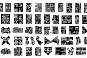 Retro cross, blocks, made of blocks, digital tattoo idea