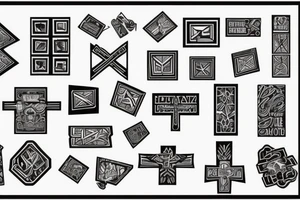 Retro cross, blocks, made of blocks, digital tattoo idea