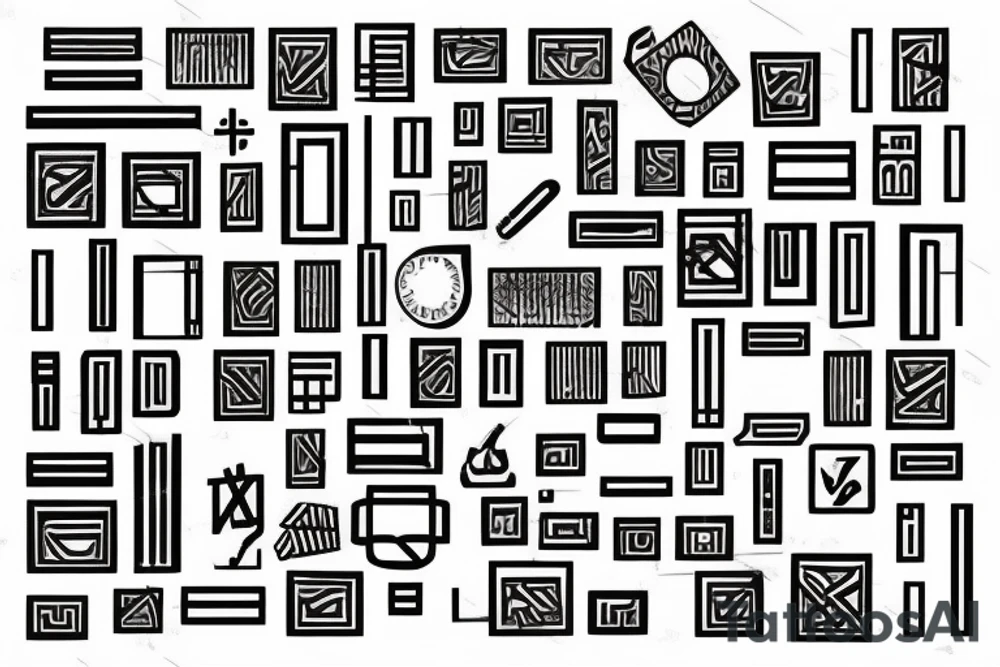 Retro cross, blocks, made of blocks, digital tattoo idea