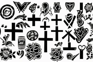 simple cross outline blank inside tattoo idea