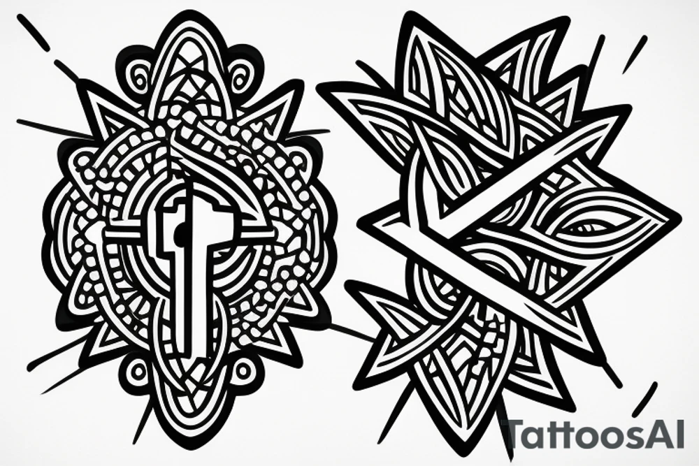 simple cross outline blank inside tattoo idea